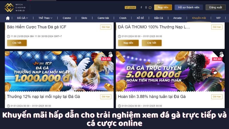 Khuyến mãi hấp dẫn cho trải nghiệm xem đá gà trực tiếp và cá cược online